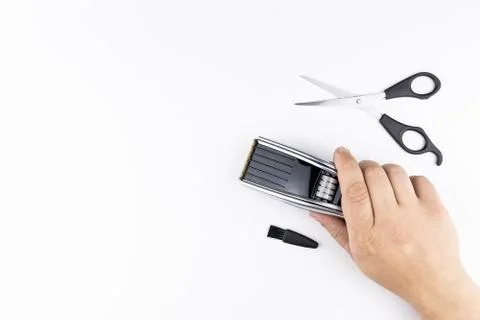 Scissors and combs on white Stock Photos