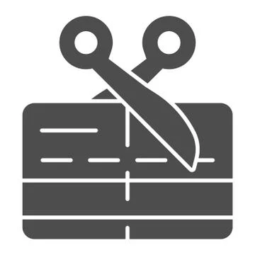 Scissors and credit card solid icon, Payment problem concept, Card declined sign Stock Illustration