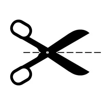 Scissors and cut lines isolated on white background Illustrazione stock