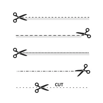 Scissors and cut lines set Stock Illustration