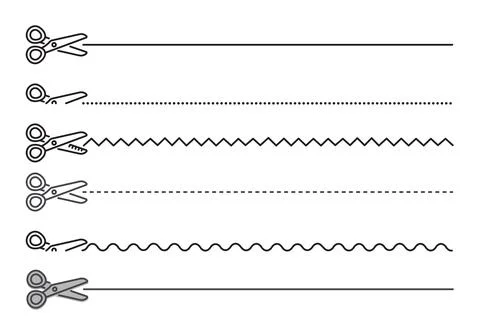 Scissors and cutting lines set Stock Illustration
