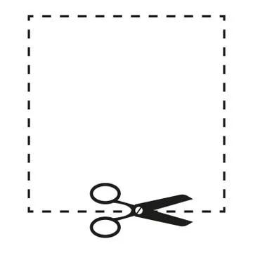 Scissors and dashed line sign illustration. Vector. Black icon on white Illustrazione stock