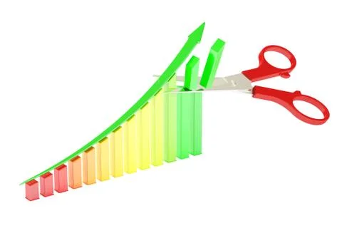 Scissors and Graph, 3D rendering Stockillustratie