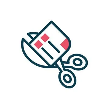 Scissors and invoice, half color style Stock Illustration