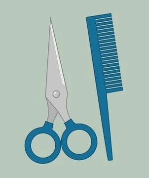 Scissors and long thin comb Stock Illustration