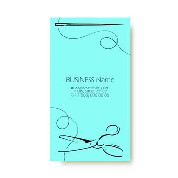 Scissors and needle and thread, business card for sewing and cutting Illustrazione stock