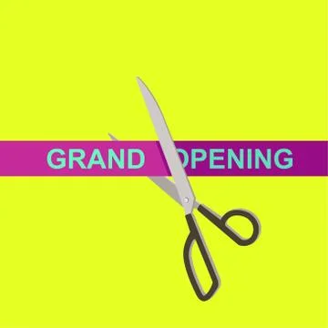 Scissors and opening ribbon Stock Illustration