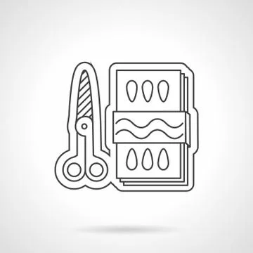Scissors and paper flat line vector icon Stock Illustration