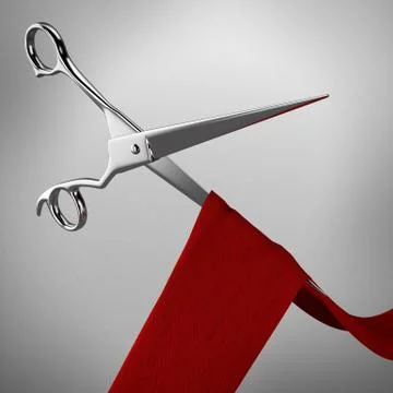 Scissors and red ribbon Illustration