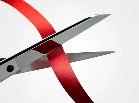 Scissors and ribbon (clipping path ) Stock Photos