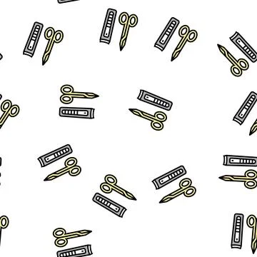 Scissors and tweezers vector seamless pattern イラスト素材