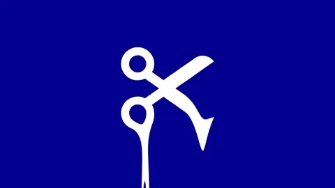 Scissors animation with paper cutting concept on blue background Stock Footage 327761803