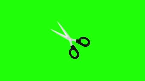Scissors appear and cut animated icon scissors cartoon 2d appears cutting 4.. Stock Footage 325039659