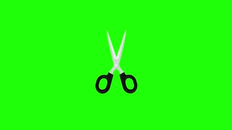 Scissors appear and cut animated icon scissors cartoon 2d appears cutting 4.. Stock Footage 325039661