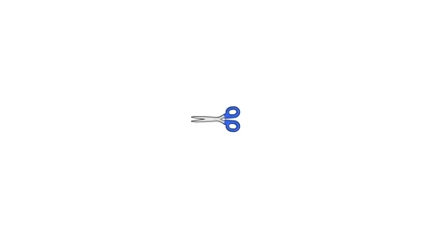 Scissors appear and cut animated icon scissors cartoon 2d appears cutting 4.. Stock Footage 325039667