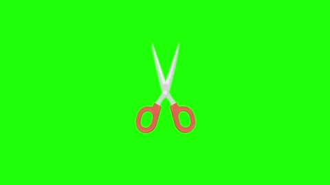 Scissors appear and cut animated icon scissors cartoon 2d appears cutting 4.. Stock Footage 325039671