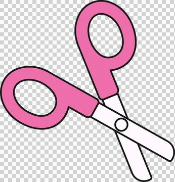Scissors are lying open in vector with bright pink handles, white blades on Stock Illustration
