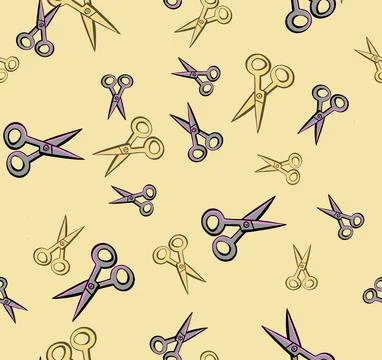 Scissors background, seamless patternwith hairdressing scissors. illustration Stock Illustration