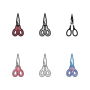 Scissors beauty salon worker multistyle accessory color icon vector Stock Illustration