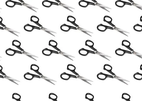 Scissors with a black handle on a white background Stock Photos