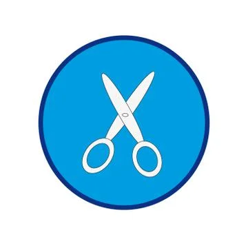Scissors on a blue circle Stock Illustration