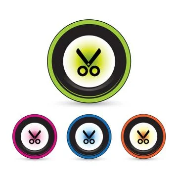 Scissors button icon set Stock Illustration