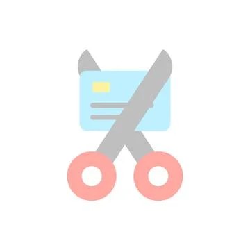 Scissors card icon. Simple color vector elements of bankruptcy icons for ui and Stockillustratie