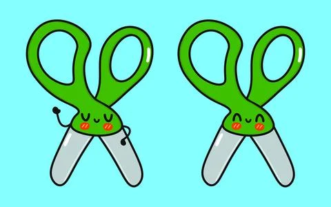 Scissors character. Vector hand drawn cartoon kawaii character illustration.. Illustrazione stock