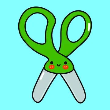 Scissors character. Vector hand drawn cartoon kawaii character illustration.. Illustrazione stock