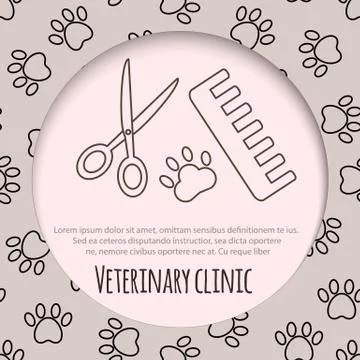 Scissors, comb for cutting and grooming pets Stock Illustration