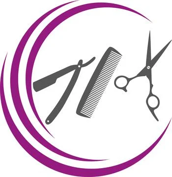 Scissors, comb, razor, barber, logo, background Stock Illustration