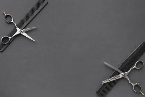 Scissors combs copy space . High quality and resolution beautiful photo concept Stock Photos