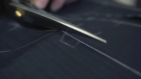 Scissors cut the cloth Stock-Footage 97595674