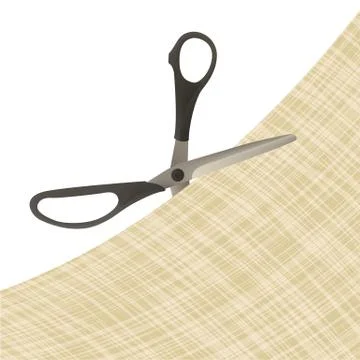 The scissors cut the cloth. Illustrazione stock