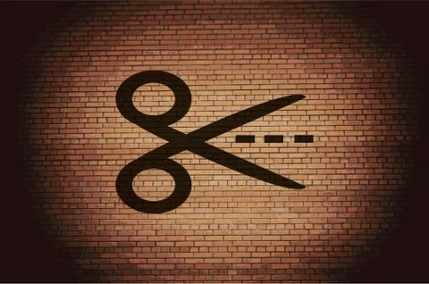 Scissors with cut dash dotted line icon symbol Flat modern web design with lo Stock Illustration