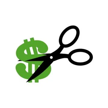 Scissors cut dollar. drop Price or cost Stock Illustration