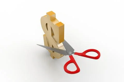 Scissors cut the dollar sign Free Stock Illustration