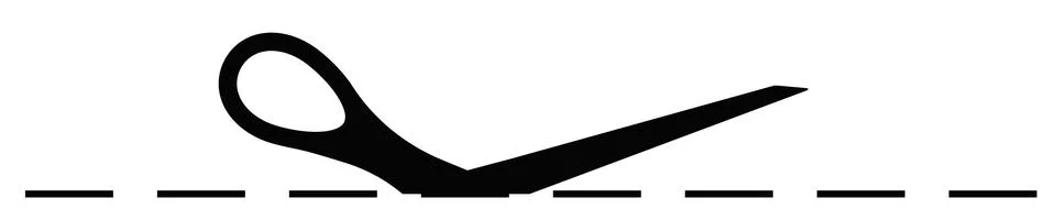 Scissors cut dotted line mark on paper icon. Illustrazione stock