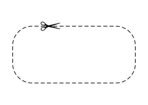 Scissors cut dotted line voucher with dash icon. Stock-Illustration