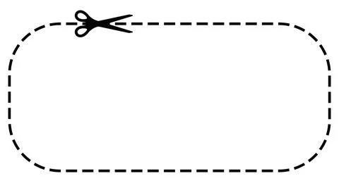 Scissors cut dotted line voucher with dash icon. Stock-Illustration