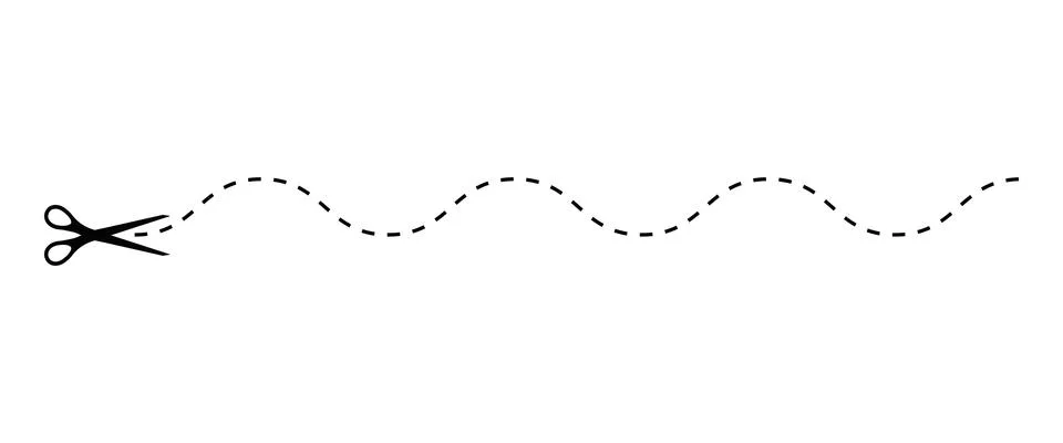 Scissors cut dotted line wavy shape icon. Stock Illustration