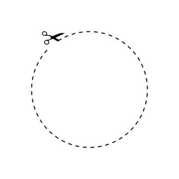 Scissors cut line circle icon isolated on white background. Vector EPS 10 Stock Illustration