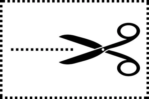 Scissors with cut line icon black white Stock Illustration