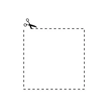 Scissors cut line square icon isolated on white background. Vector EPS 10 Stock Illustration