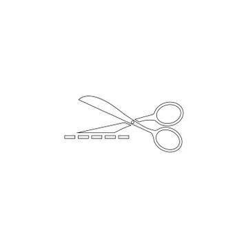 Scissors with cut lines. flat vector icon Stock Illustration