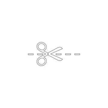 Scissors with cut lines. flat vector icon Stock Illustration