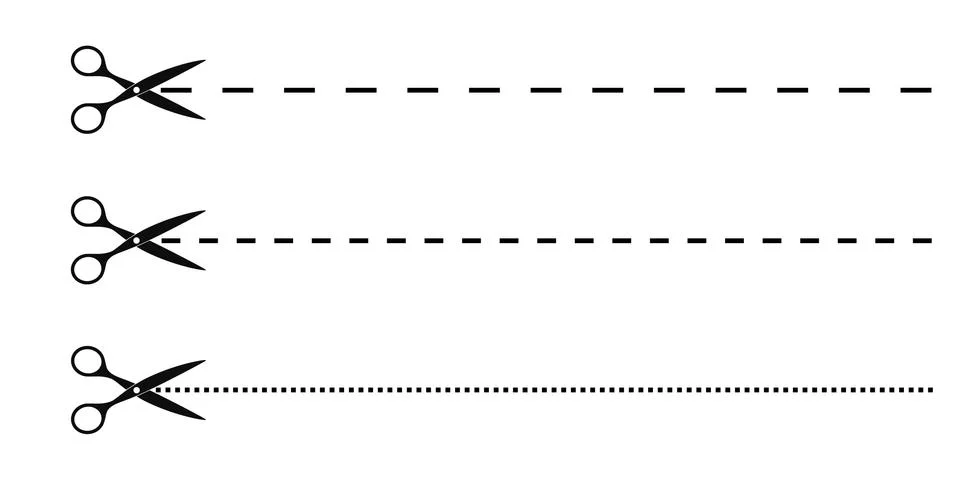 Scissors with cut lines isolated on white background Stock Illustration