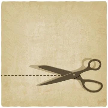 Scissors cut lines old background Stock Illustration