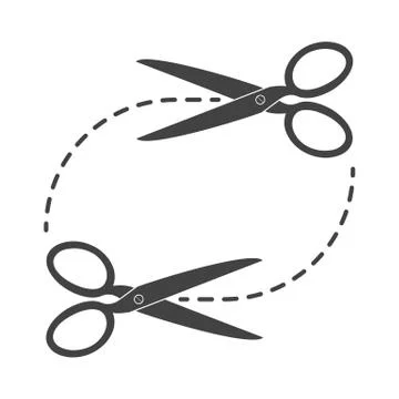 Scissors with cut lines. Vector illustration. Stock Illustration