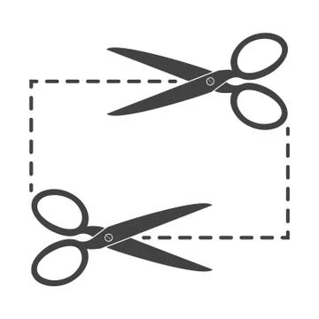 Scissors with cut lines. Vector illustration. Stock Illustration